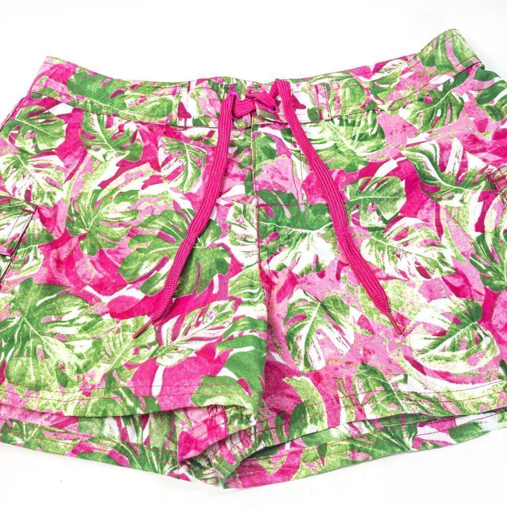 NWT Pink/Green Floral Swim Shorts Bottoms Sz 9